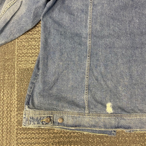 Torrid Medium Wash Longline Destructed Denim Jacket Size 3 - Picture 11 of 13